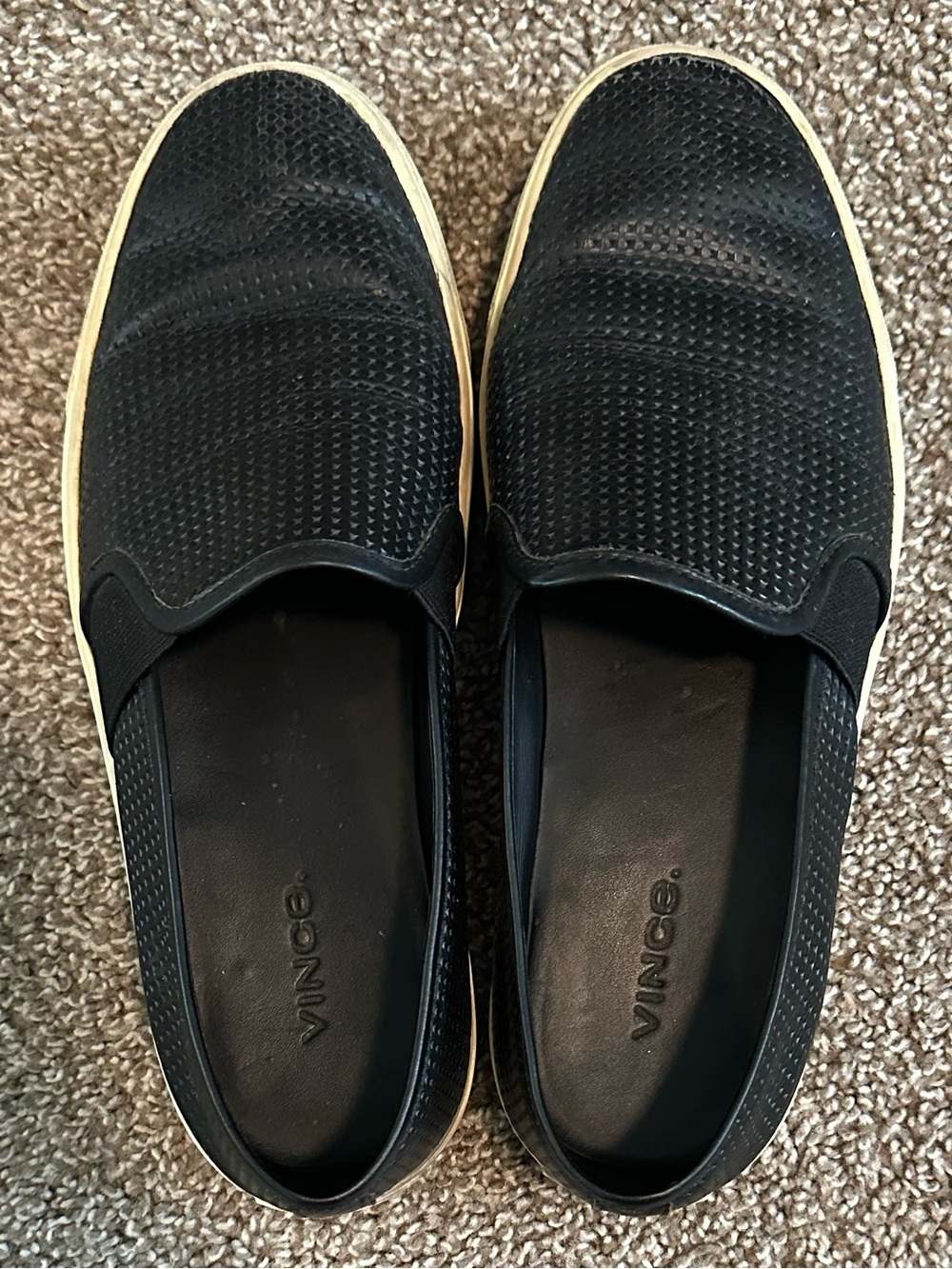Vince Blair Black Perforated Leather Slip-On Sneakers 6.5